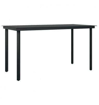 Sodo valgomojo stalas, juodas, 140x70x74cm, plienas ir stiklas - Lauko stalai, staliukai - 1