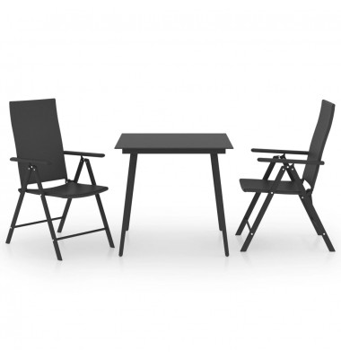  Sodo valgomojo baldų komplektas, 3 dalių, juodos spalvos - Lauko baldų komplektai - 2