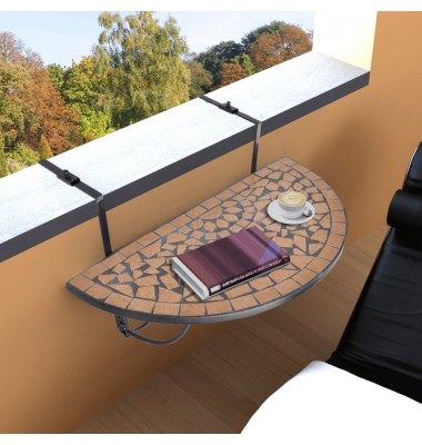  Pakabinamas balkono stalas, terakotos sp., mozaik. - Lauko stalai, staliukai - 1