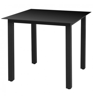  Sodo stalas, juodas, 80x80x74cm, aliuminis ir stiklas - Lauko stalai, staliukai - 1