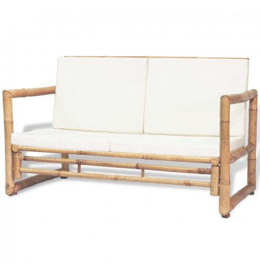 Dvivietė sodo sofa su pagalvėlėmis, pilkos spalvos, bambukas - Lauko sofos, lovos