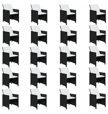  Sodo komplektas su pagalvėlėmis, 21 dalis, juodas, poliratanas - Lauko baldų komplektai - 4