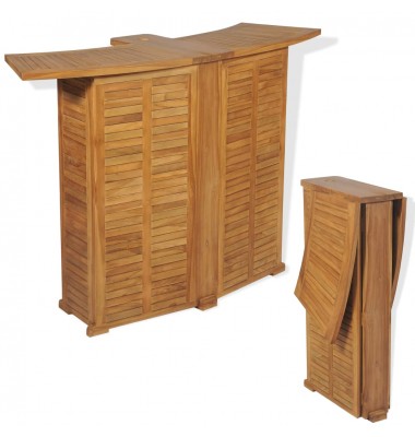  Sulankstomas baro stalas, tikmedžio masyvas, 155x53x105cm  - Lauko stalai, staliukai - 1