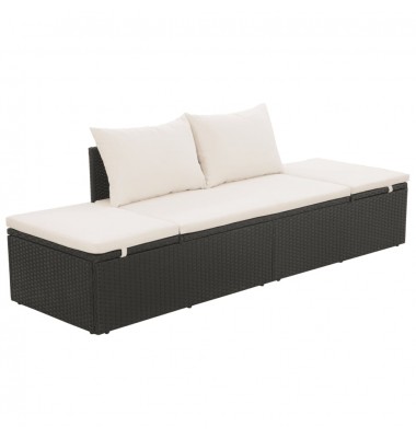  Sodo gultas, juodas, 195x60 cm, poliratanas - Lauko sofos, lovos - 1