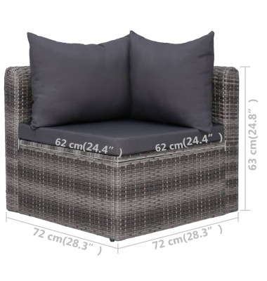 Lauko sofa, pilkos spalvos, poliratanas - Lauko sofos, lovos - 6