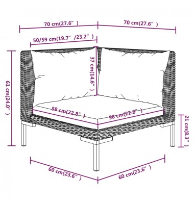  Sodo komplektas su pagalvėlėmis, 9 dalių, pilkas, poliratanas - Lauko baldų komplektai - 9