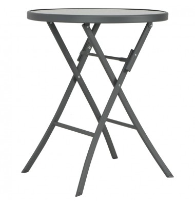  Sulankstomas bistro stalas, pilkas, 60x70cm, stiklas ir plienas - Lauko stalai, staliukai - 1