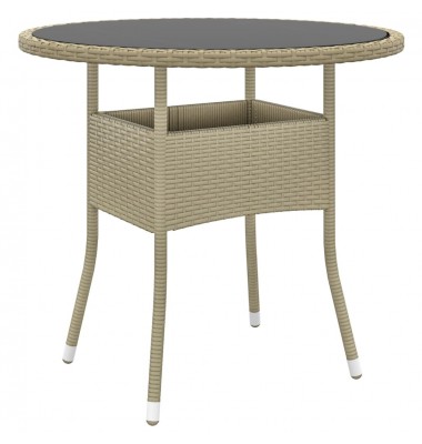  Sodo stalas, smėlio, 80x75cm, grūdintas stiklas/poliratanas - Lauko stalai, staliukai - 1