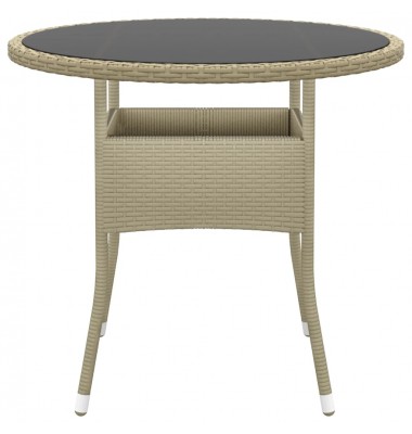 Sodo stalas, smėlio, 80x75cm, grūdintas stiklas/poliratanas - Lauko stalai, staliukai - 2