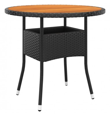  Sodo stalas, juodas, 80x75cm, akacijos mediena ir poliratanas - Lauko stalai, staliukai - 1