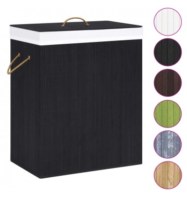  Skalbinių krepšys, juodos spalvos, bambukas, 83l - Skalbinių krepšiai - 2