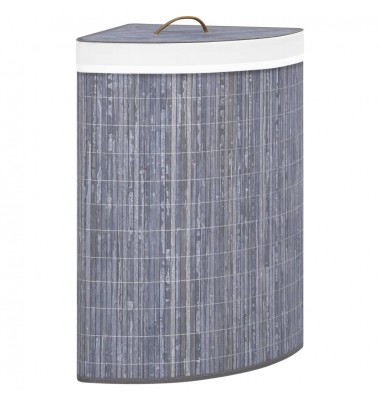  Kampinis skalbinių krepšys, pilkos spalvos, bambukas, 60l