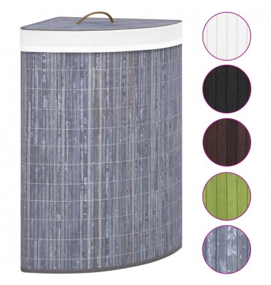  Kampinis skalbinių krepšys, pilkos spalvos, bambukas, 60l - Skalbinių krepšiai - 2