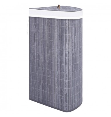  Kampinis skalbinių krepšys, pilkos spalvos, bambukas, 60l - Skalbinių krepšiai - 5