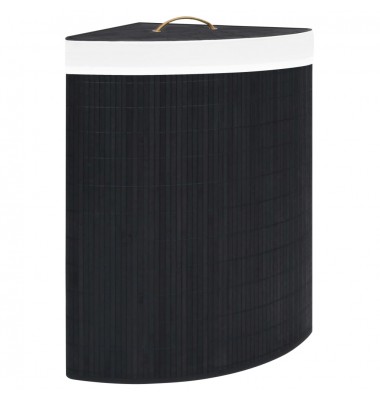  Kampinis skalbinių krepšys, juodos spalvos, bambukas, 60l - Skalbinių krepšiai - 1