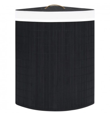  Kampinis skalbinių krepšys, juodos spalvos, bambukas, 60l - Skalbinių krepšiai - 4