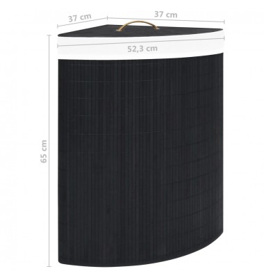  Kampinis skalbinių krepšys, juodos spalvos, bambukas, 60l - Skalbinių krepšiai - 9
