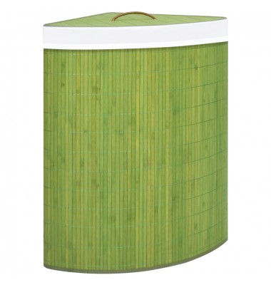  Kampinis skalbinių krepšys, žalios spalvos, bambukas, 60l