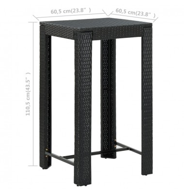  Sodo baro staliukas, juodas, 60,5x60,5x110,5cm, poliratanas - Lauko stalai, staliukai - 5
