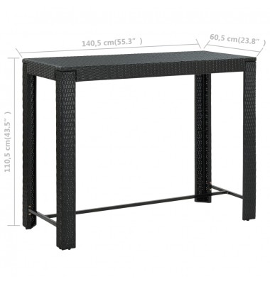  Sodo baro staliukas, juodas, 140,5x60,5x110,5cm, poliratanas - Lauko stalai, staliukai - 6
