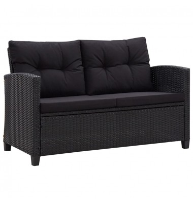 Sodo sofos komplektas su pagalvėlėmis, 6 dalių, juodas, ratanas - Lauko baldų komplektai - 2
