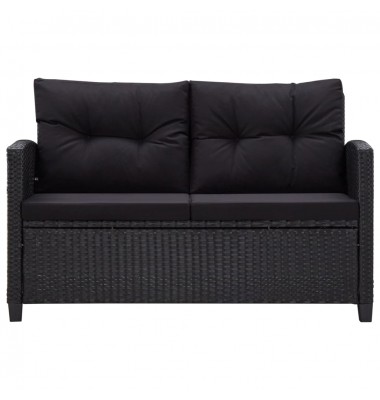 Sodo sofos komplektas su pagalvėlėmis, 6 dalių, juodas, ratanas - Lauko baldų komplektai - 3
