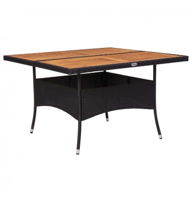  Lauko valgomojo stalas, juodas, poliratanas ir akacijos masyvas - Lauko stalai, staliukai - 1