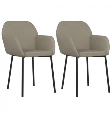  Valgomojo kėdės, 2vnt., šviesiai pilkos spalvos, aksomas - Valgomojo Kėdės - 2