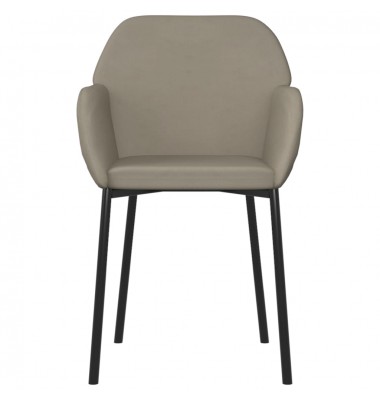  Valgomojo kėdės, 2vnt., šviesiai pilkos spalvos, aksomas - Valgomojo Kėdės - 5