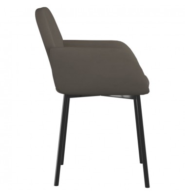  Valgomojo kėdės, 2vnt., tamsiai pilkos spalvos, aksomas - Valgomojo Kėdės - 6