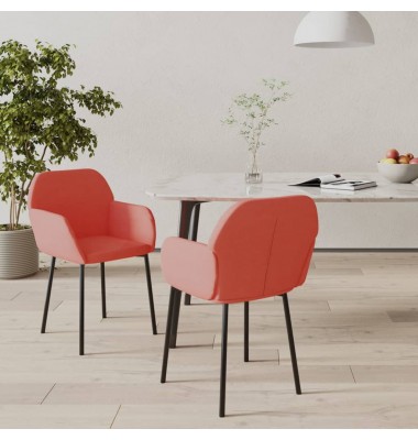  Valgomojo kėdės, 2vnt., rožinės spalvos, aksomas - Valgomojo Kėdės - 1