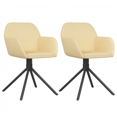  Pasukamos valgomojo kėdės, 2vnt., kreminės spalvos, aksomas - Valgomojo Kėdės - 2