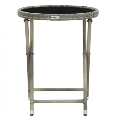  Arbatos staliukas, pilkas, 60cm, poliratanas ir grūdintas stiklas  - Lauko stalai, staliukai - 3