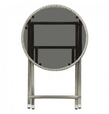  Arbatos staliukas, pilkas, 60cm, poliratanas ir grūdintas stiklas  - Lauko stalai, staliukai - 5
