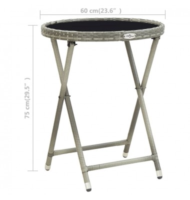  Arbatos staliukas, pilkas, 60cm, poliratanas ir grūdintas stiklas  - Lauko stalai, staliukai - 6