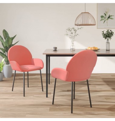  Valgomojo kėdės, 2vnt., rožinės spalvos, aksomas - Valgomojo Kėdės - 1