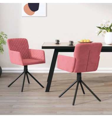  Pasukamos valgomojo kėdės, 2vnt., rožinės spalvos, aksomas - Valgomojo Kėdės - 1