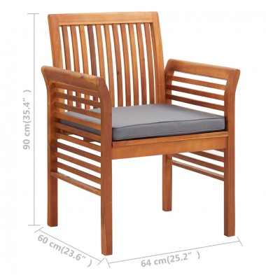  Sodo valgomojo kėdė su pagalvėle, akacijos medienos masyvas - Lauko kėdės - 7