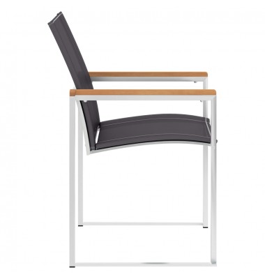  Sodo kėdės, 2vnt, pilkos, tekstilenas ir nerūdijantis plienas - Lauko kėdės - 4