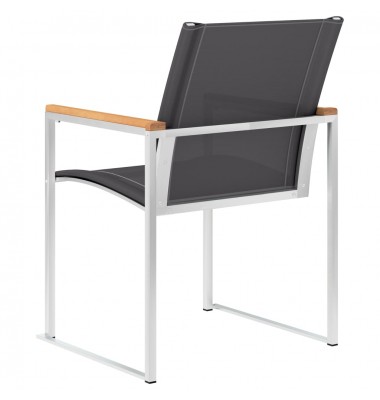  Sodo kėdės, 2vnt, pilkos, tekstilenas ir nerūdijantis plienas - Lauko kėdės - 5