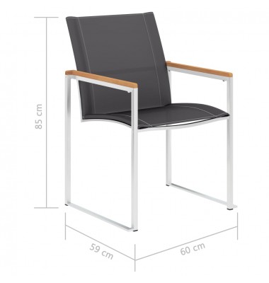  Sodo kėdės, 2vnt, pilkos, tekstilenas ir nerūdijantis plienas - Lauko kėdės - 8