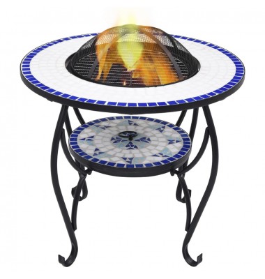  Mozaikinė laužavietė-stalas, mėlyna ir balta, 68cm, keramika - Laužavietės, židiniai - 1
