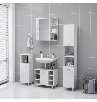  Veidrodinė vonios spintelė, balta, 62,5x20,5x64cm, MDP, blizgi - Vonios spintelės, veidrodžiai - 5