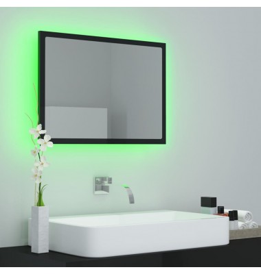  Vonios veidrodis su LED apšvietimu, juodas, 60x8,5x37cm, MDP - Vonios spintelės, veidrodžiai - 10