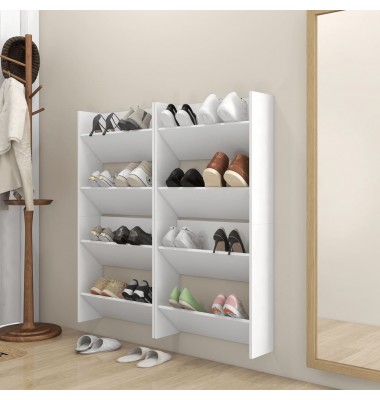  Sieninės spintelės batams, 4vnt., baltos, 60x18x60cm, MDP - Spintelės ir lentynos batams - 1