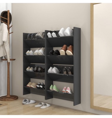  Sieninės spintelės batams, 4vnt., pilkos, 60x18x60cm, MDP - Spintelės ir lentynos batams - 1