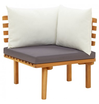  Kampinė sodo sofa su pagalvėlėmis, akacijos medienos masyvas - Moduliniai lauko baldai - 1