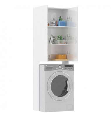  Skalbimo mašinos spintelė, balta, 64x25,5x190cm, ypač blizgi - Spintelės skalbimo mašinoms - 3