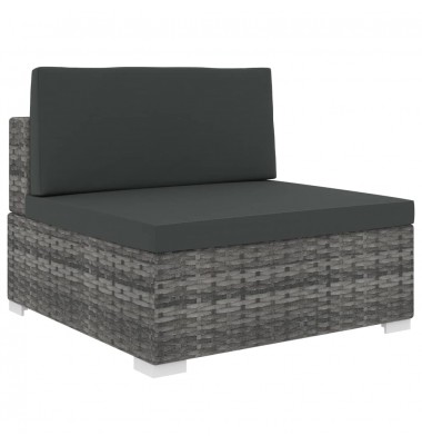  Vidurinė sekcinė sofa su pagalvėle, 1vnt., pilka, poliratanas - Moduliniai lauko baldai - 1