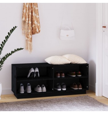  Spintelė batams, juoda, 110x34x45cm, pušies medienos masyvas - Spintelės ir lentynos batams - 1